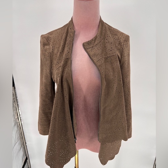 EUC BCBGMaxAzria Bri Perforated Faux Suede Jacket - Picture 8 of 14